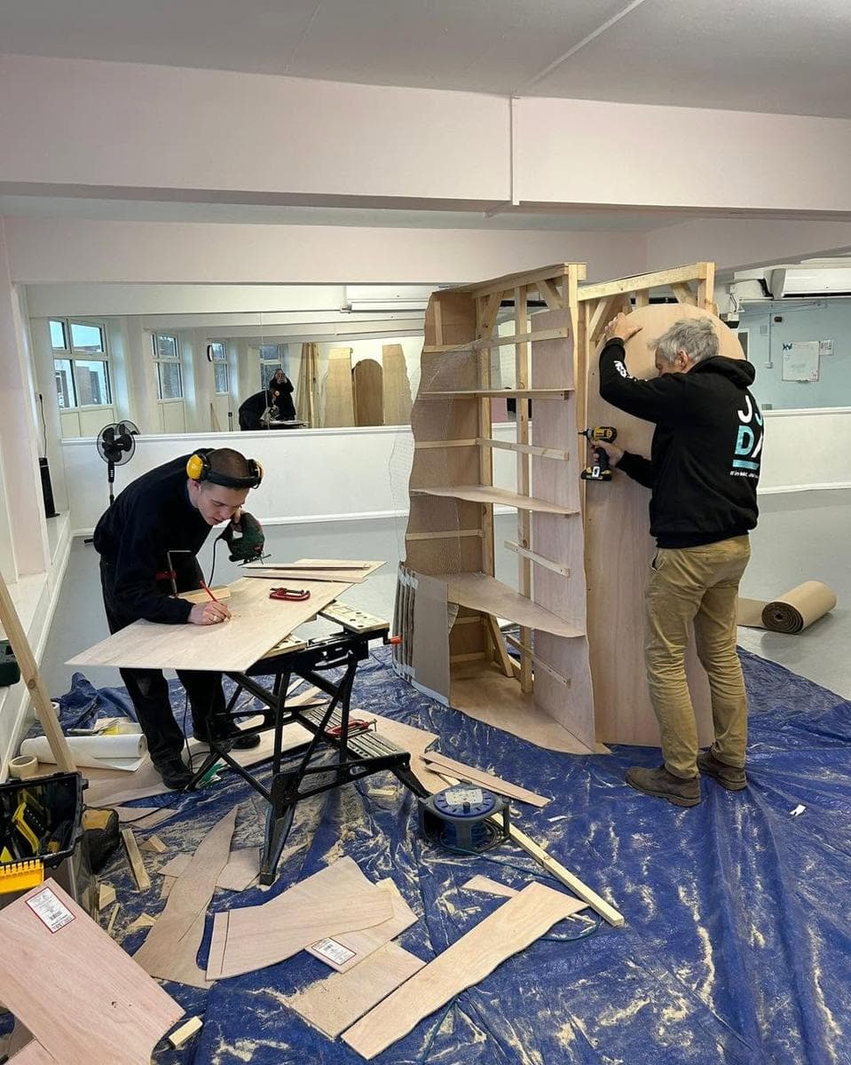 The OzDust set being built in the studio