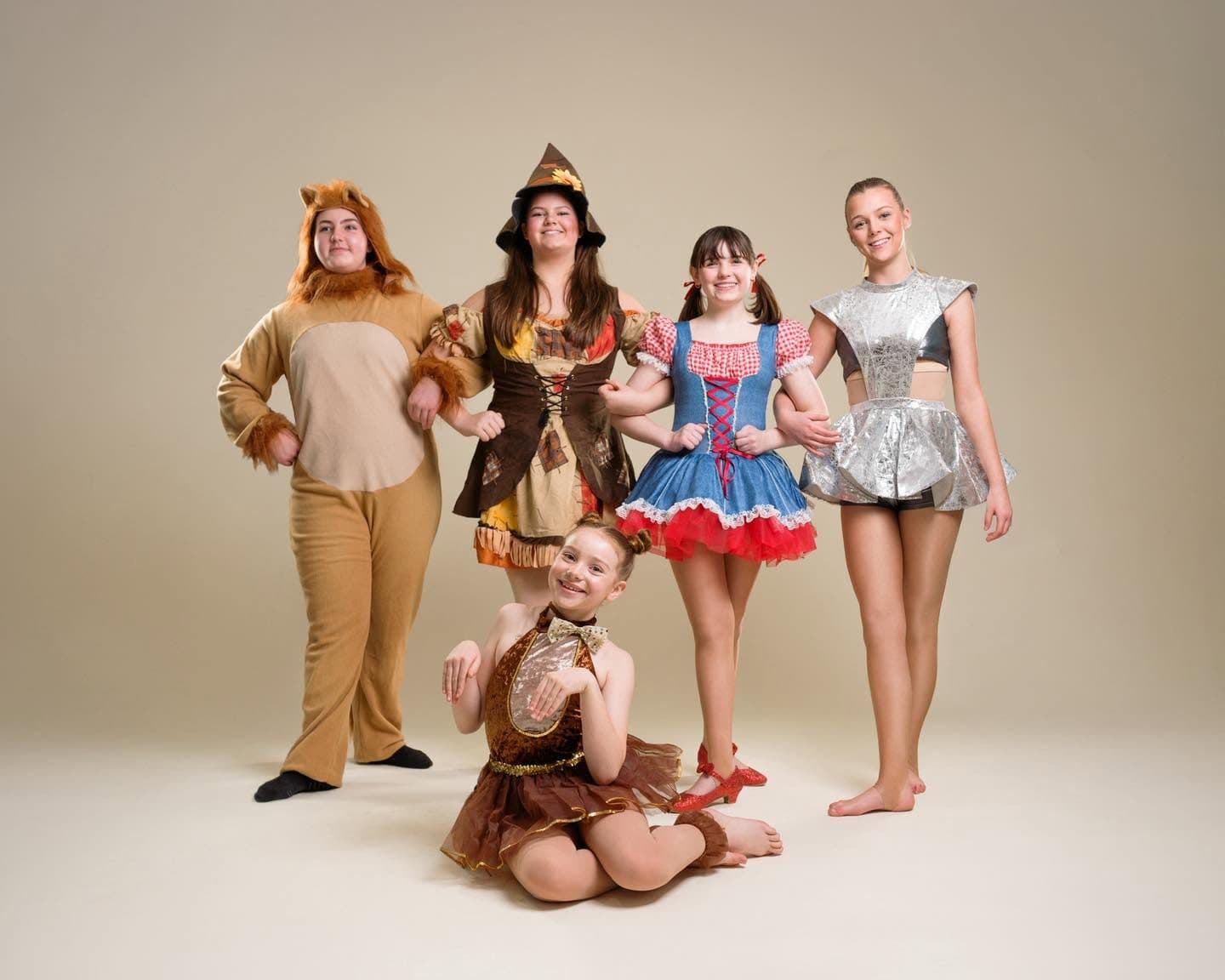 Dancers dressed as the Lion, Scarecrow, Tin Man and Dorothy for the OzDust show